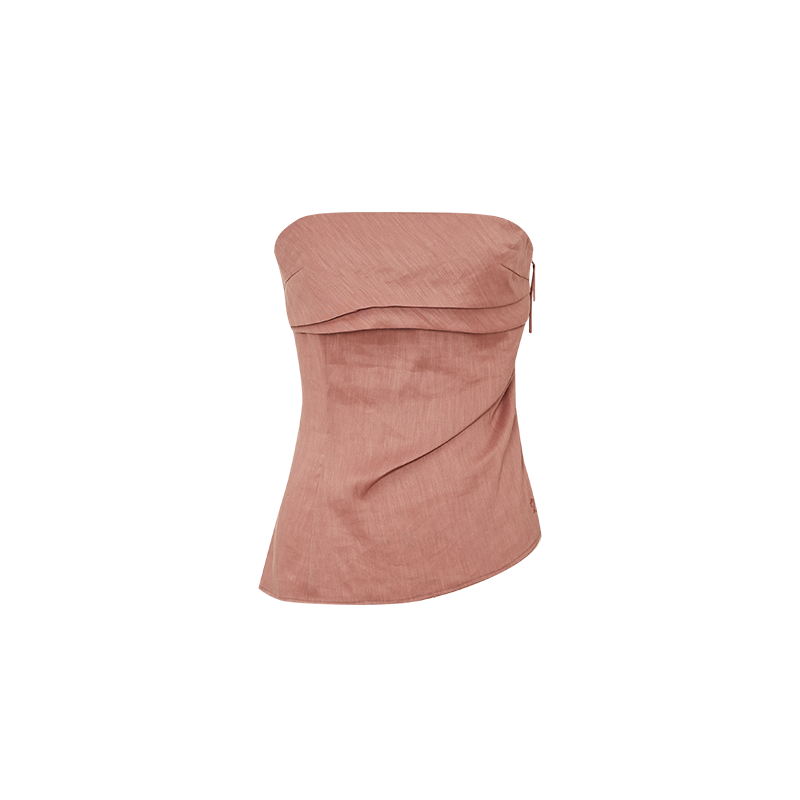 ZZ2FMWDY013 Printed Linen Bandeau Top