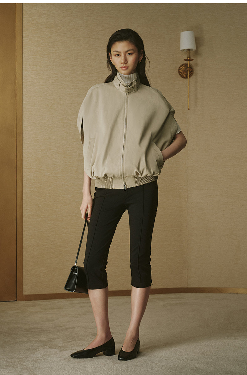 Cotton Cape Trench Jacket - Rice Grey