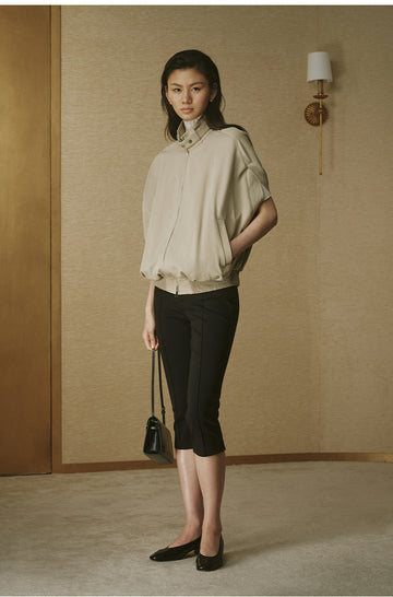 Cotton Cape Trench Jacket - Rice Grey