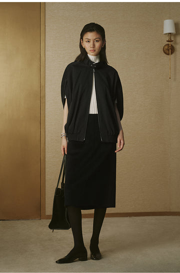 Cotton Cape Trench Jacket - Ink Black
