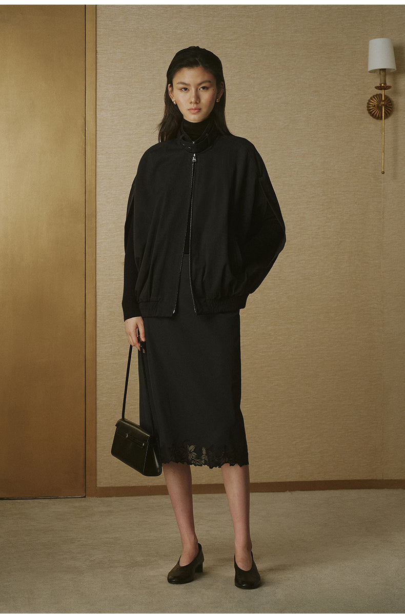 Cotton Cape Trench Jacket - Ink Black