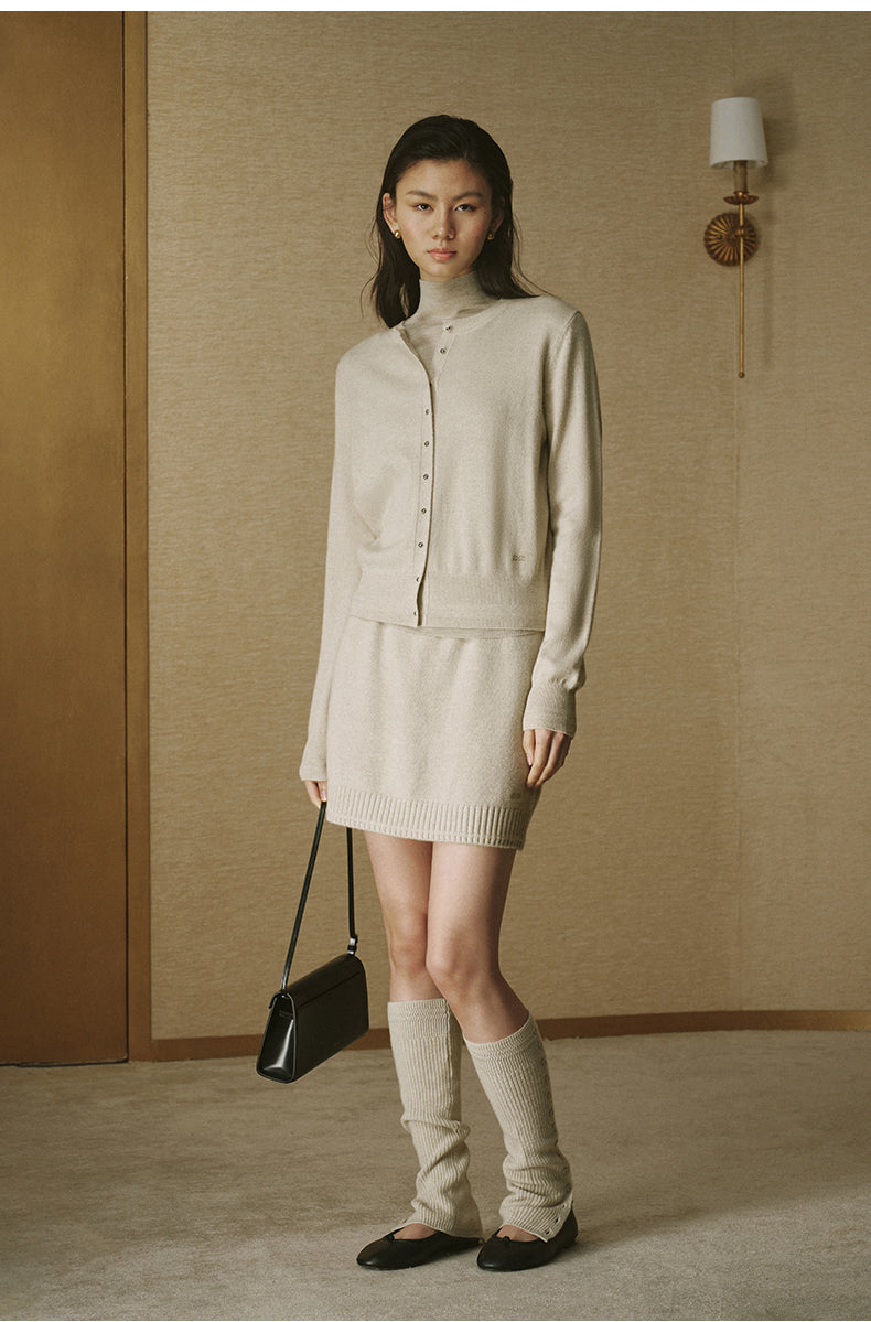 Floral Pointelle Wool Cardigan - Jade White