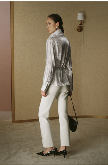 Fluid Sculpted Collar Shirt - Light Grey