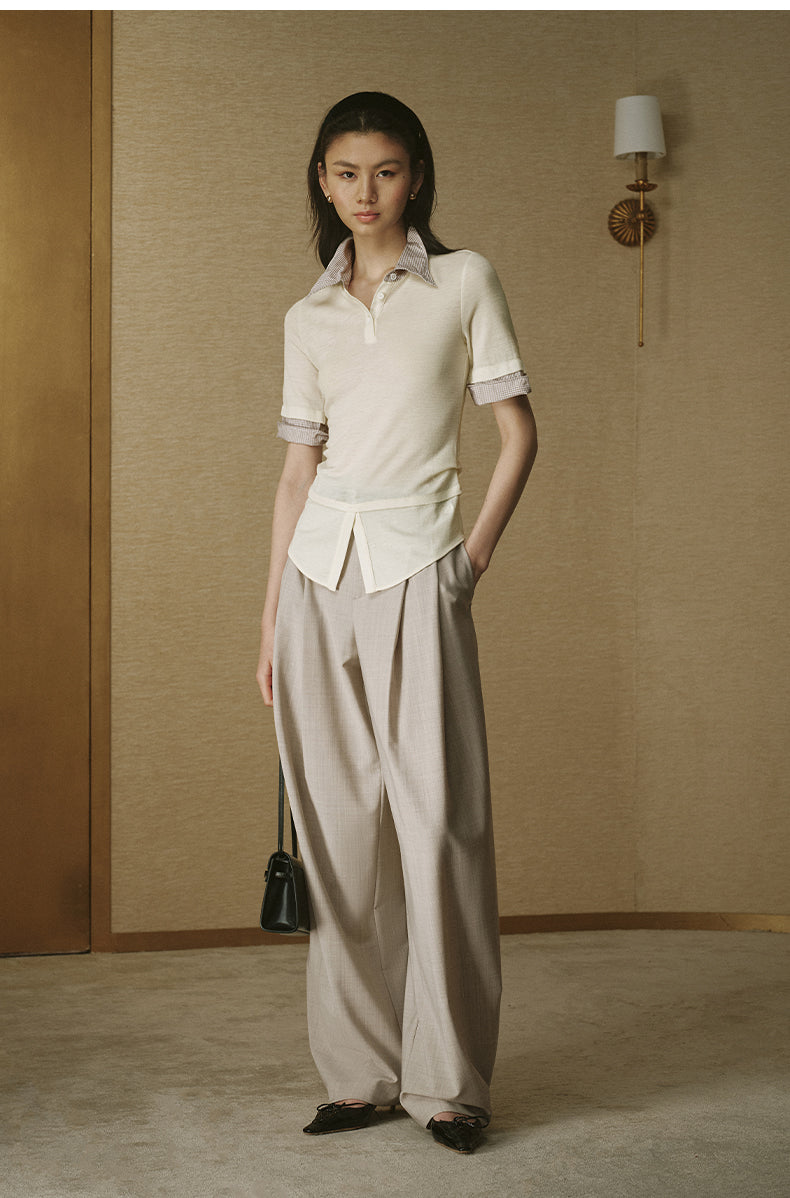 Layered Wool Short-Sleeve Tee - Ivory White