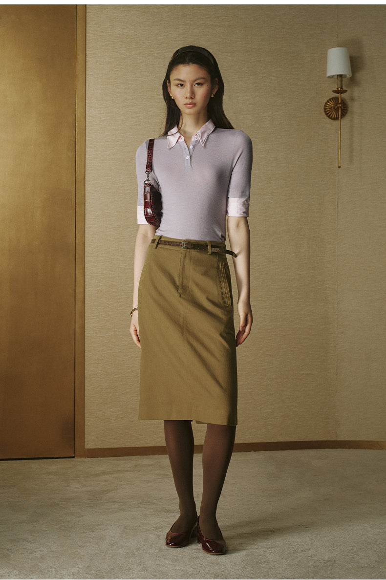Layered Wool Short-Sleeve Tee - Soft Haze Purple