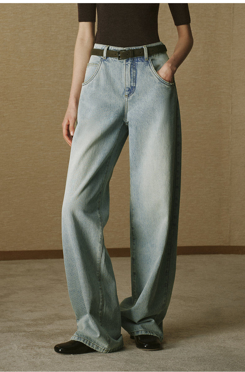 Light-Wash Straight Jeans - product view