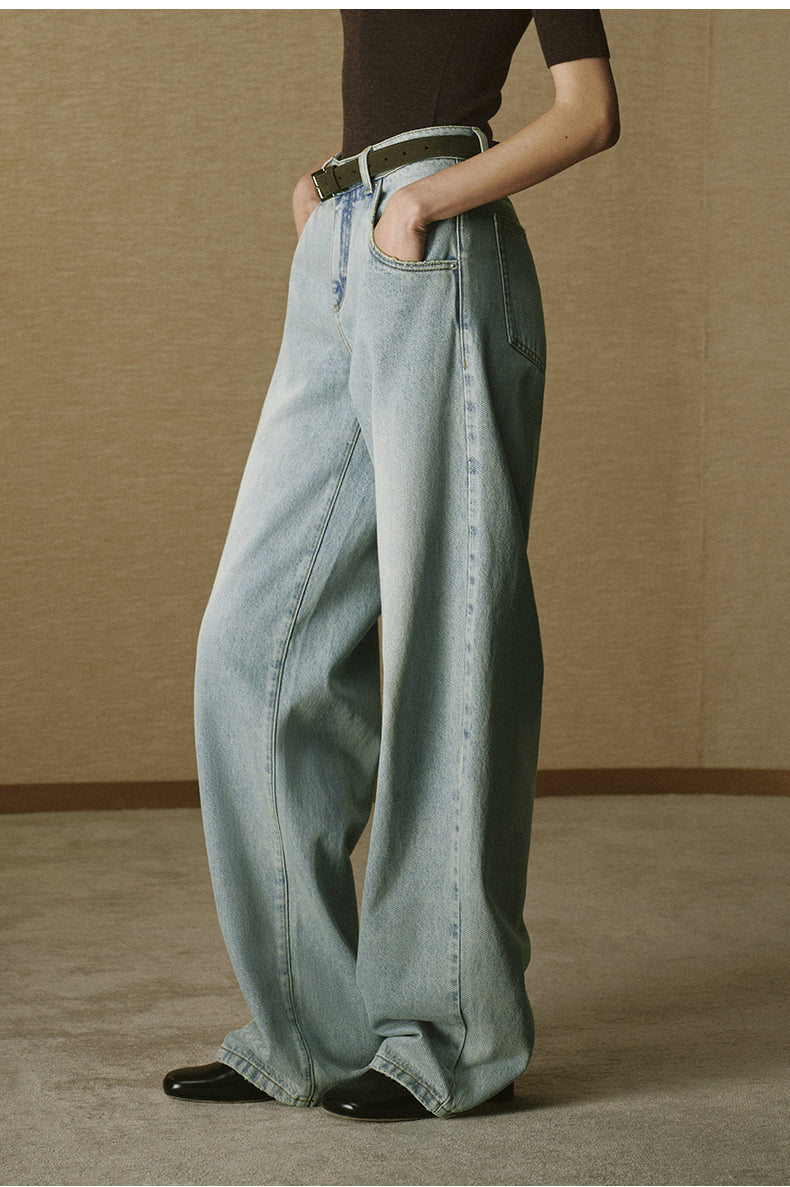 Light-Wash Straight Jeans - product view