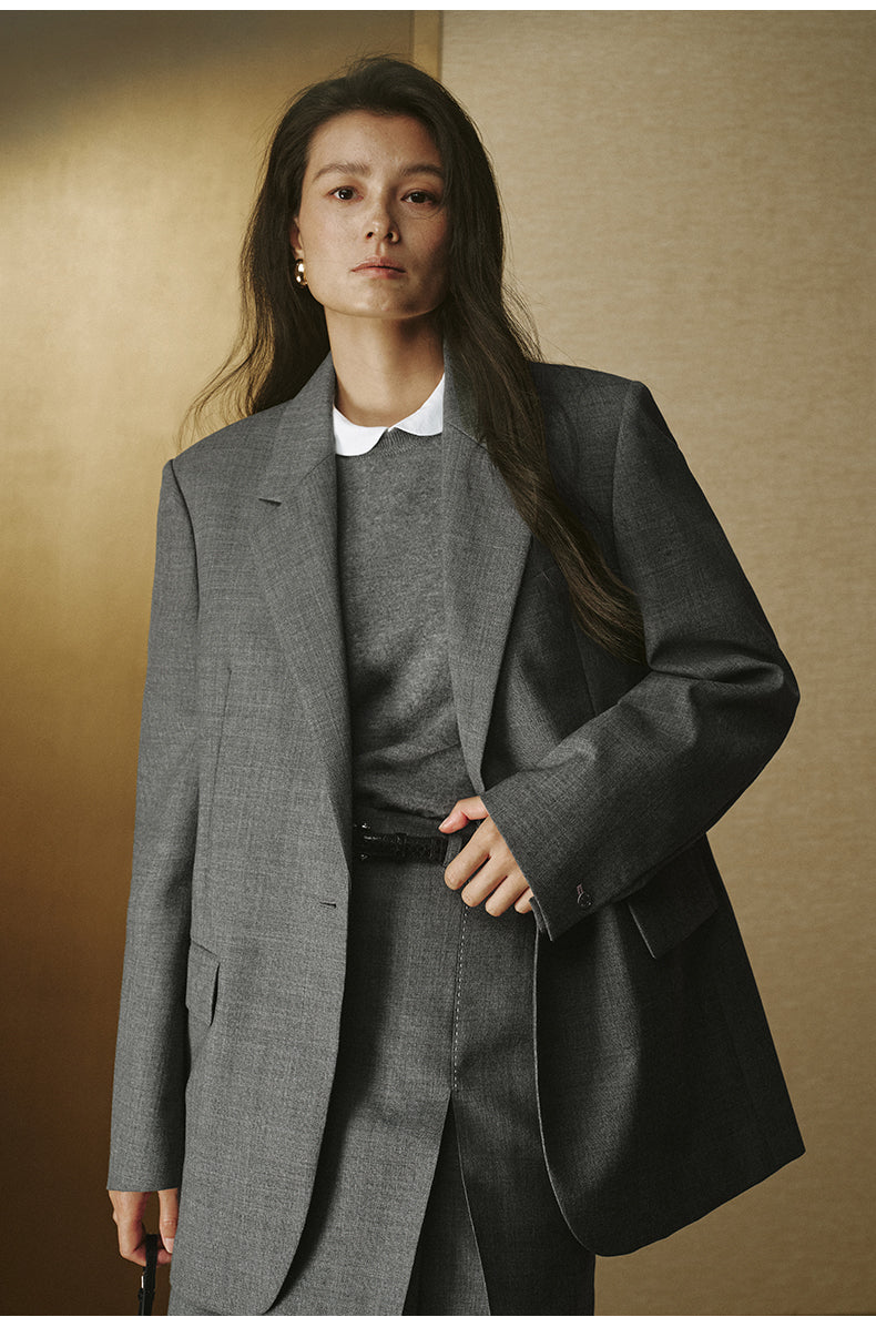 Notch-Lapel Wool Blazer - product view
