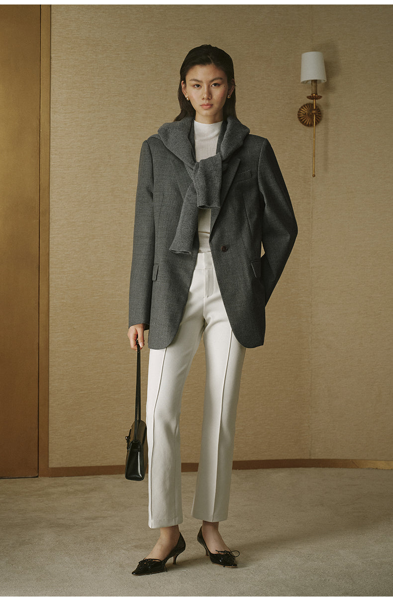 Notch-Lapel Wool Blazer - product view