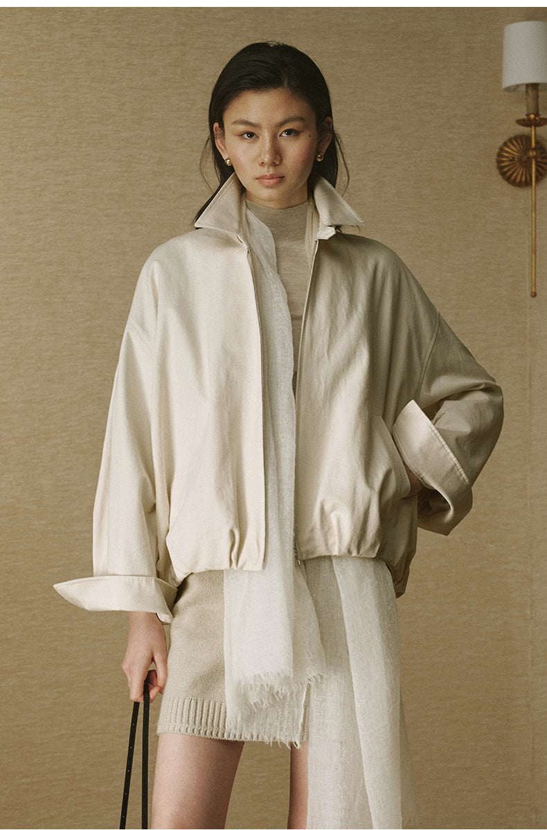 Soft Tailored Cropped Jacket - Ivory White