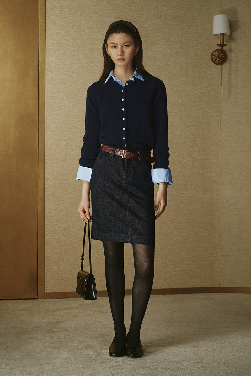 Deep Navy Denim Skirt Deep Navy