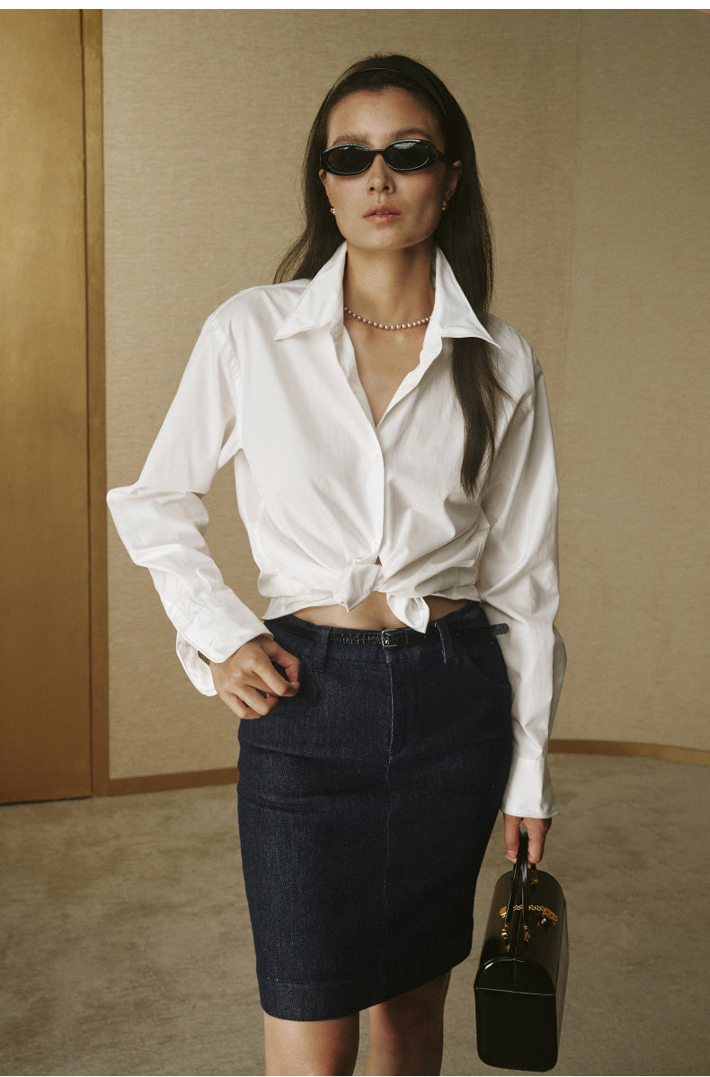 Deep Navy Denim Skirt Deep Navy