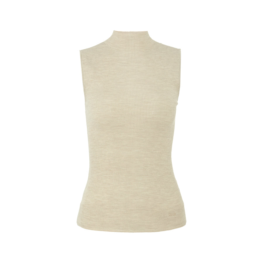 Seamless Wool Mockneck Tank - Jade Ivory