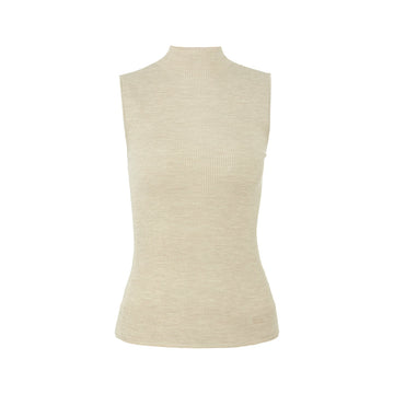 Seamless Wool Mockneck Tank - Jade Ivory
