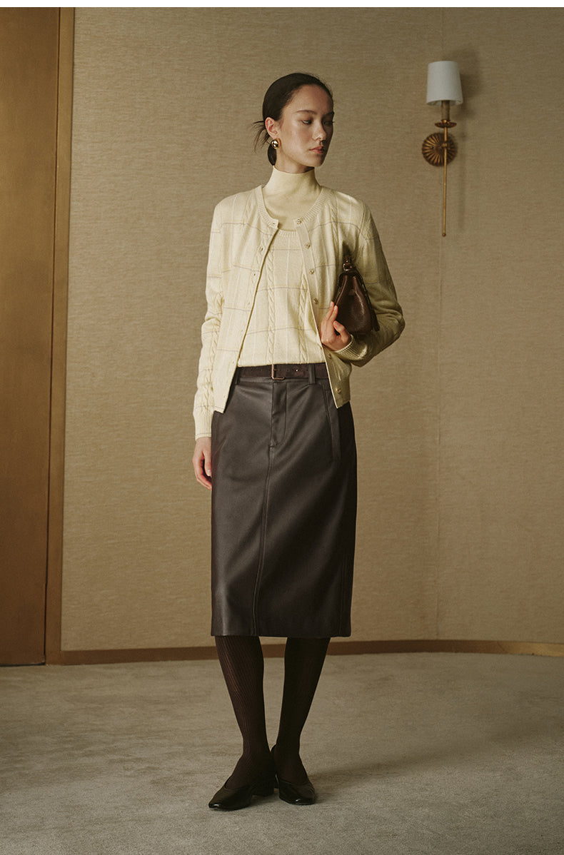 Silk Wool Cable Cardigan - Soft Mist Yellow
