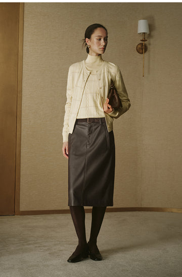 Silk Wool Cable Cardigan - Soft Mist Yellow