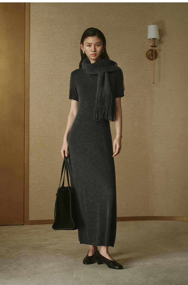 Lyocell Wool Alpaca Knit Dress - Ink Grey