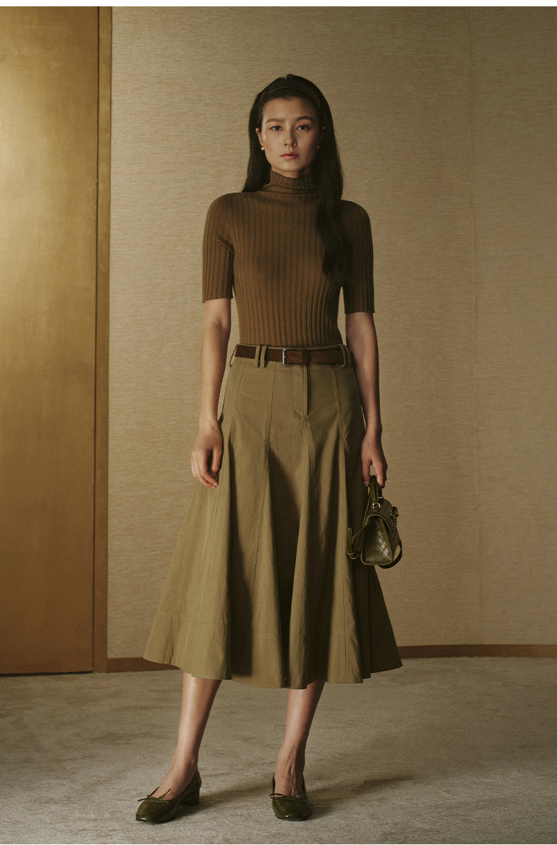 Seamless Cashmere Silk Mockneck - Sandalwood Brown