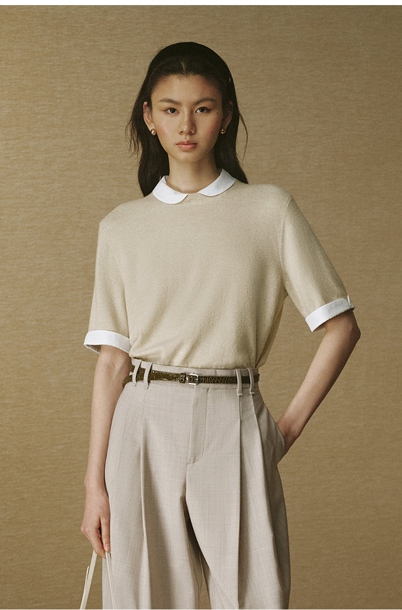 Detachable Collar Wool Knit - Jade Ivory