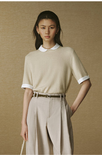 Detachable Collar Wool Knit - Jade Ivory