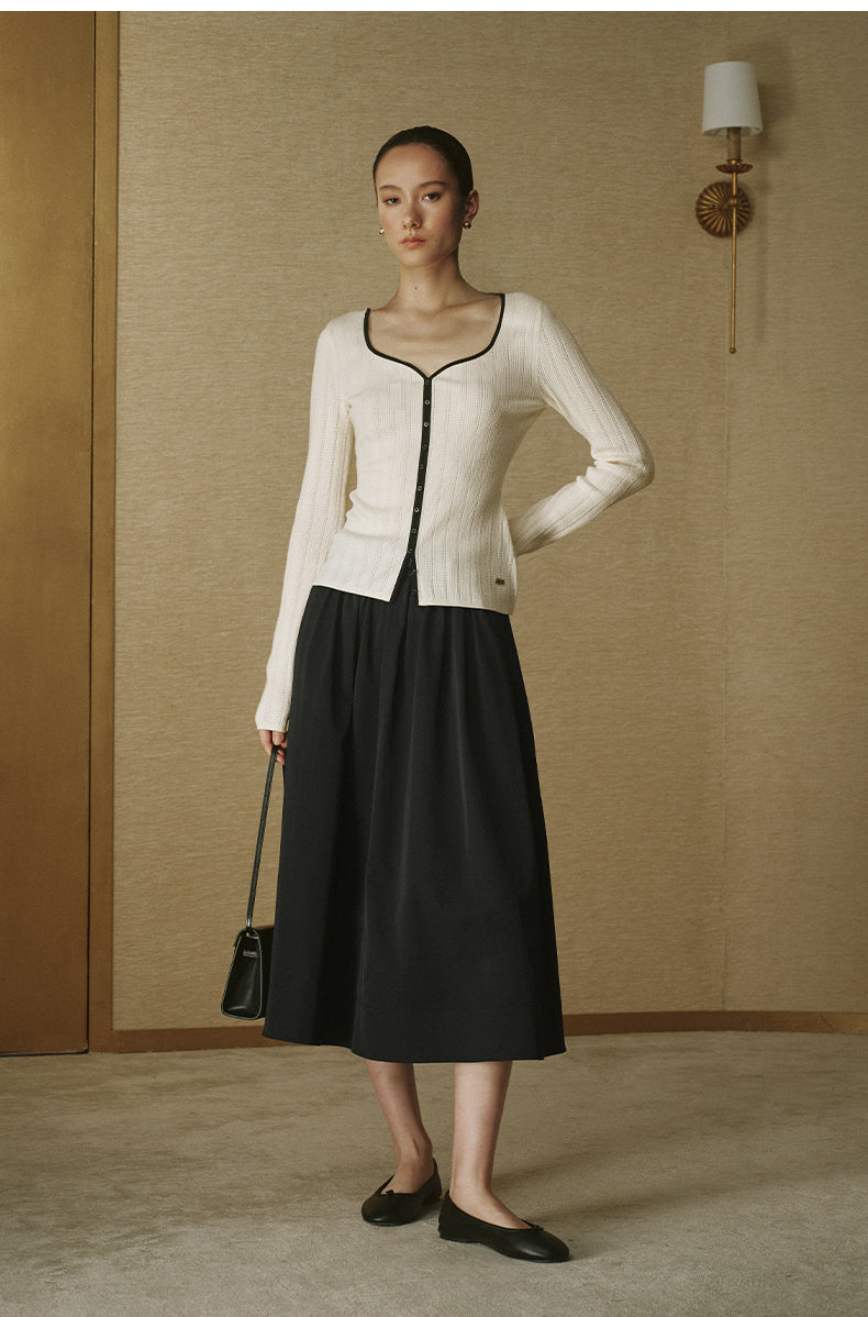 ZZ2FAKZH039 Diamond Collar Cardigan Vanilla White