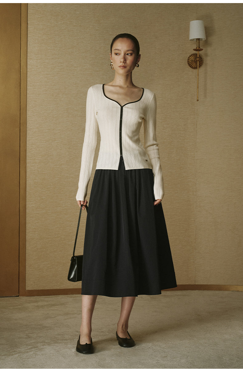 ZZ2FAKZH039 Diamond Collar Cardigan Vanilla White