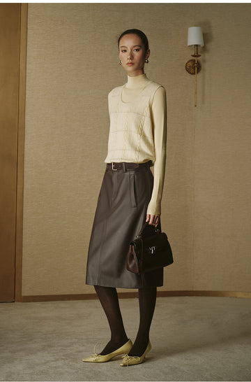 Silk Wool Check Knit Vest - Mulberry Yellow