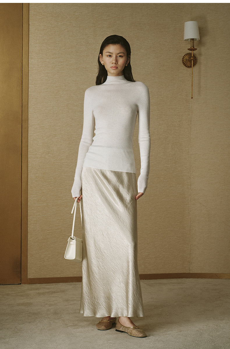 ZZ2FAKZL062 Seamless Wool Mockneck Ivory White