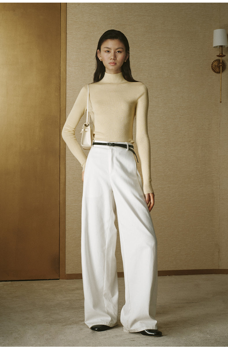 ZZ2FAKZL062 Seamless Wool Mockneck Soft Yellow