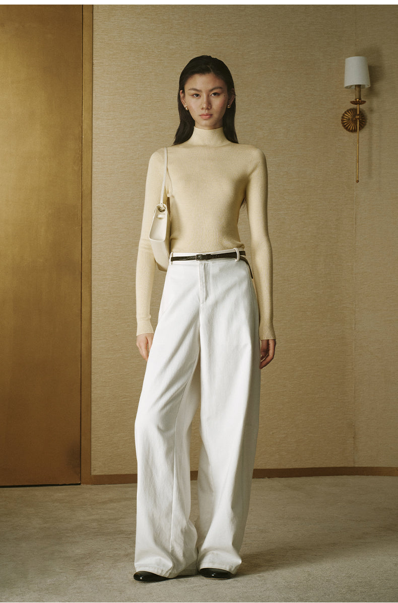 ZZ2FAKZL062 Seamless Wool Mockneck Soft Yellow