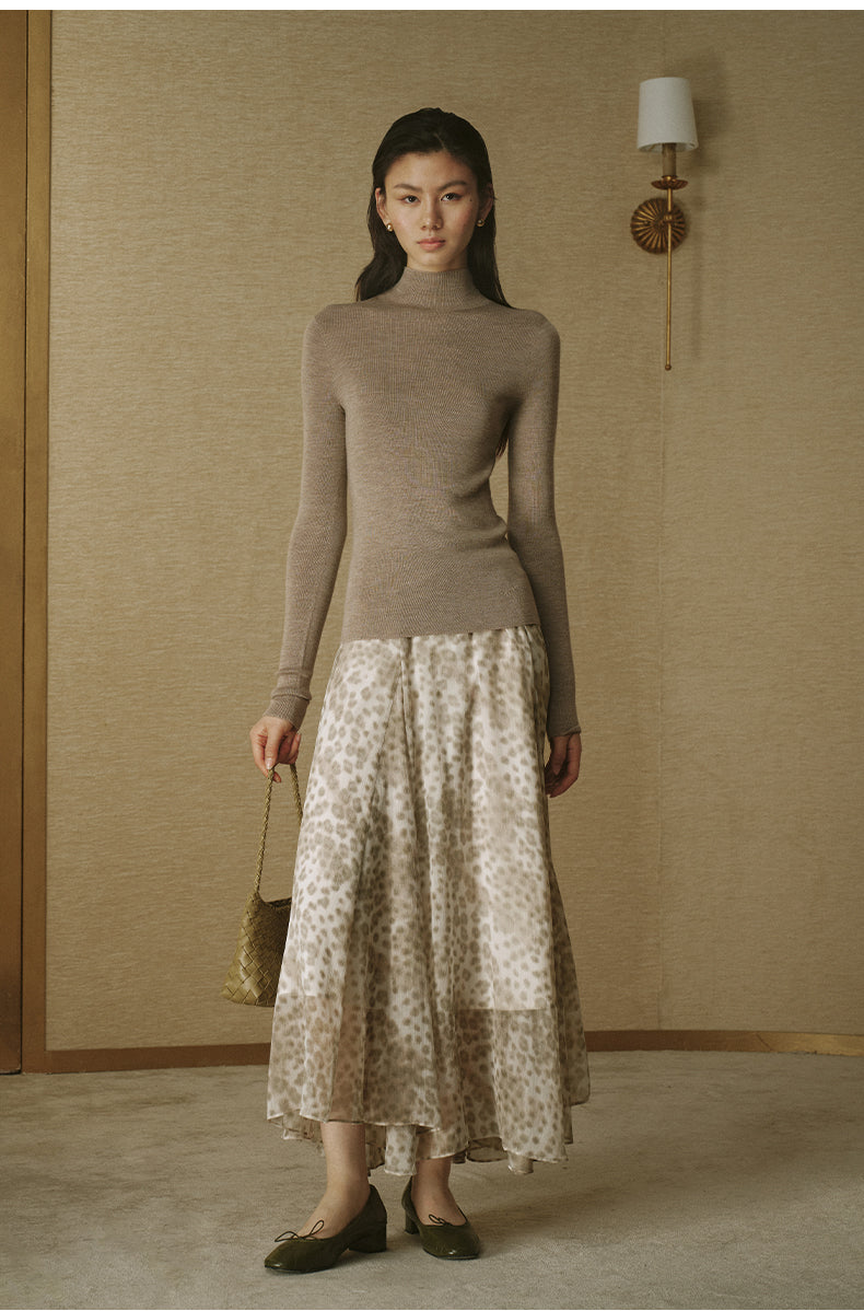 ZZ2FAKZL062 Seamless Wool Mockneck Warm Grey Beige