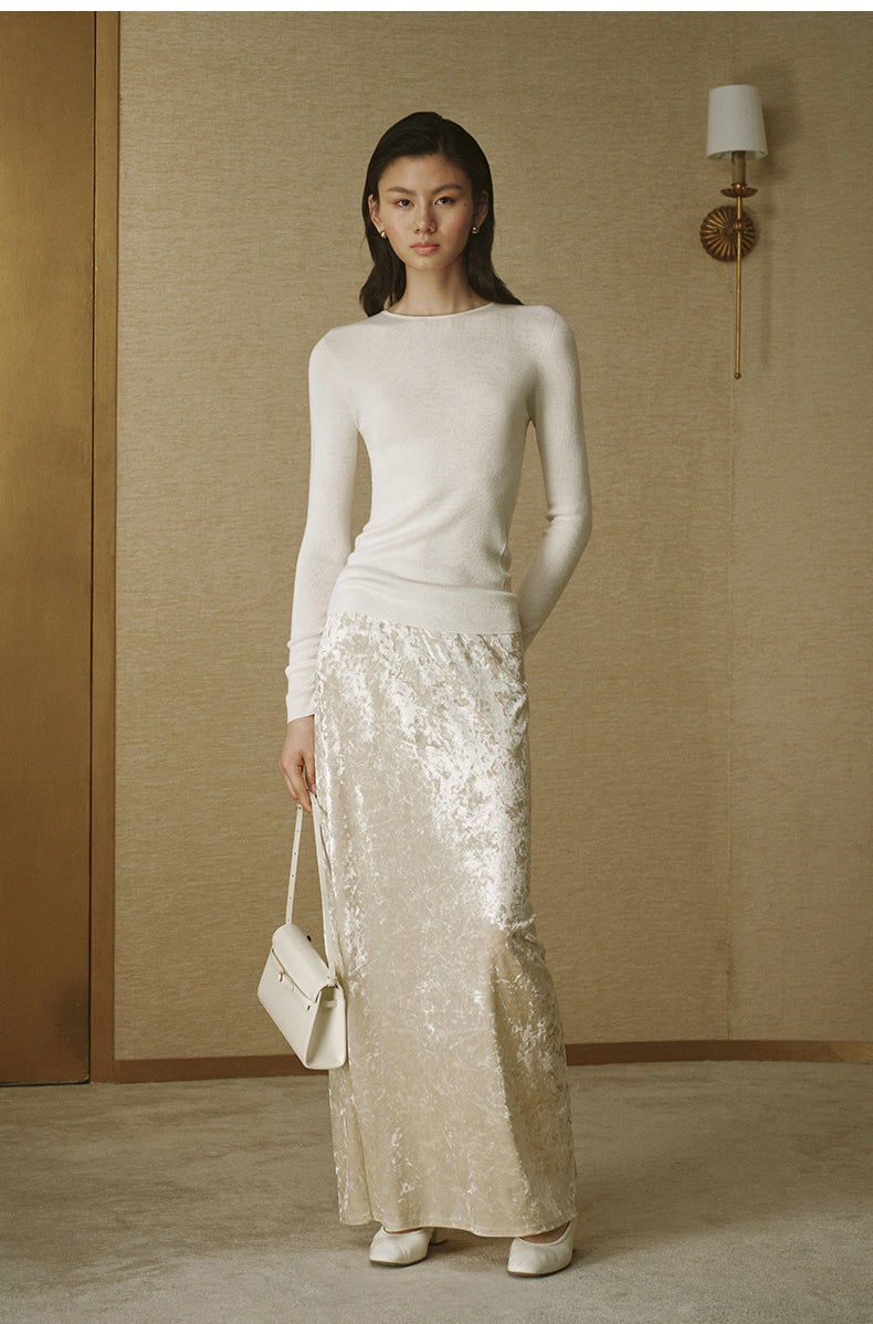 ZZ2FAKZL063 Seamless Wool Crewneck Ivory White