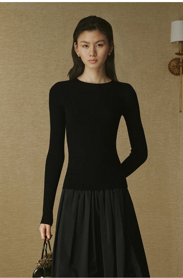 ZZ2FAKZL063 Seamless Wool Crewneck Ink Black