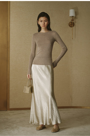 ZZ2FAKZL063 Seamless Wool Crewneck Warm Grey Beige
