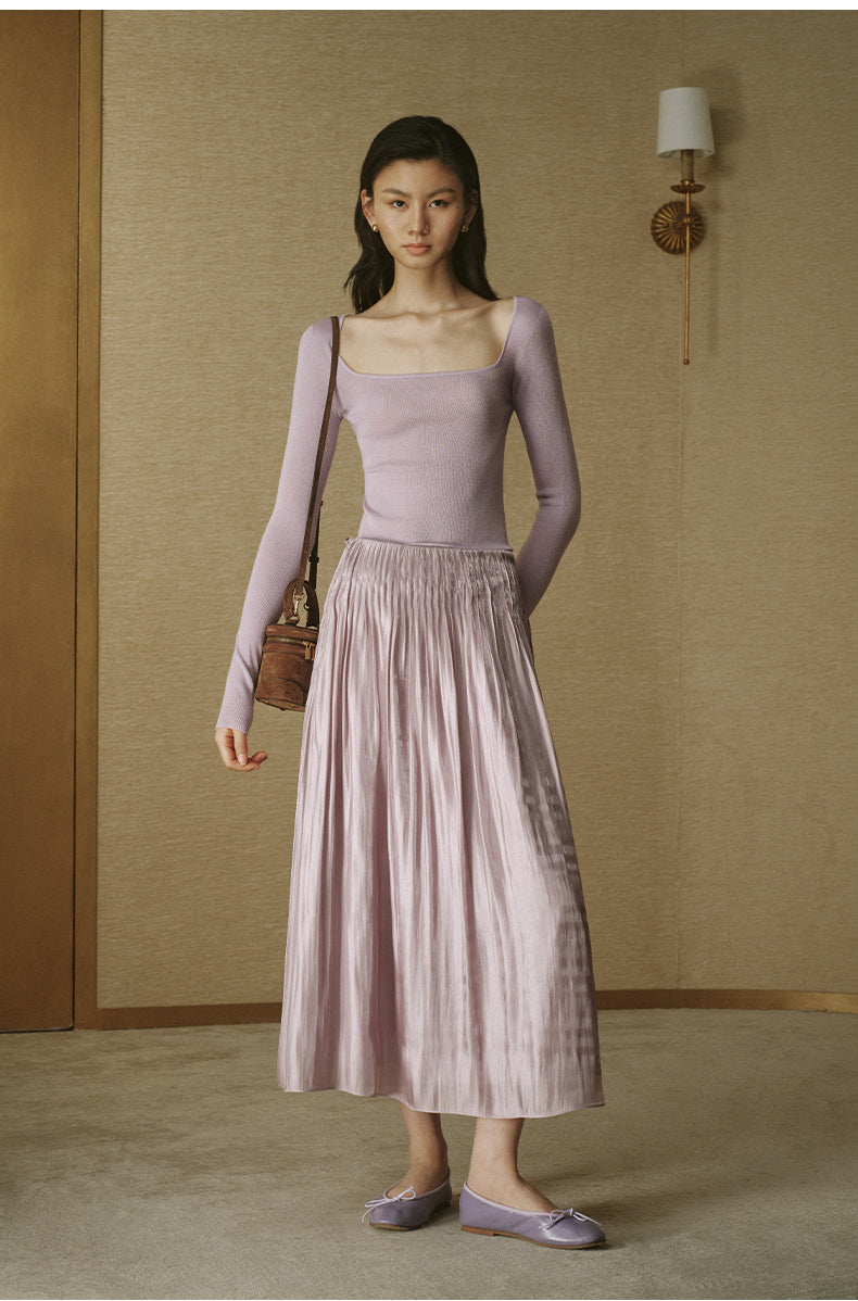 Seamless Wool Square-Neck Top in Dawn Purple — look 1