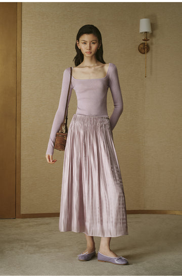 Seamless Wool Square-Neck Top in Dawn Purple — look 1