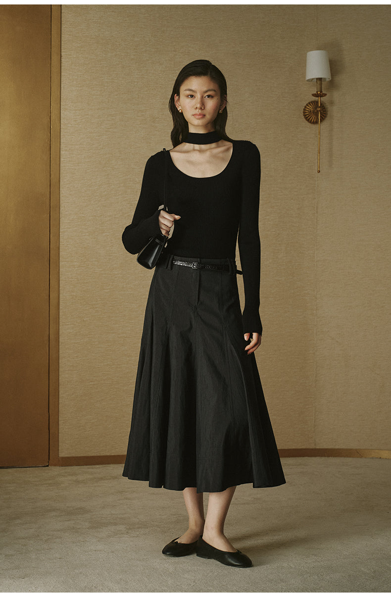 ZZ2FAKZL074 Wool Choker Sweater Ink Black