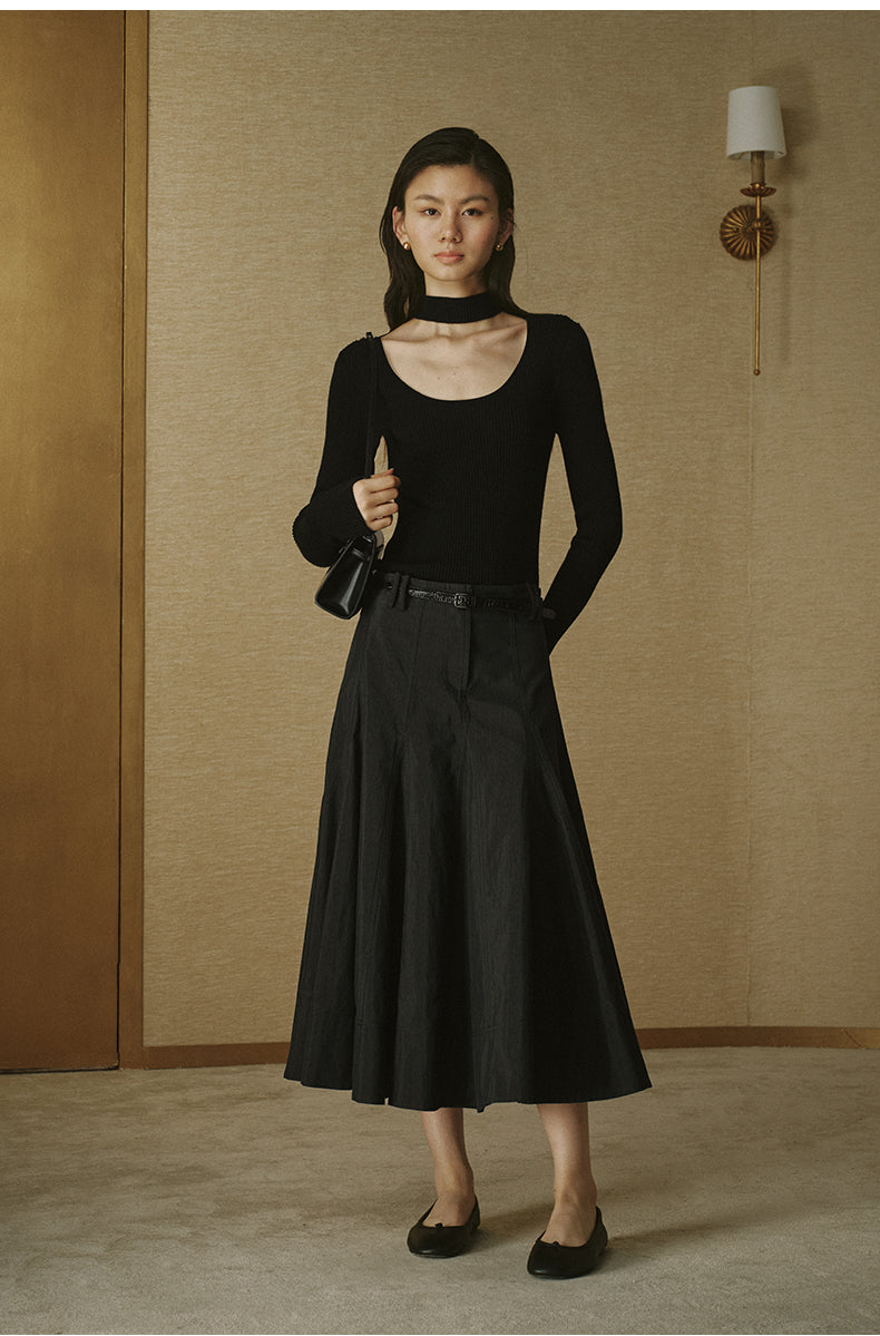 ZZ2FAKZL074 Wool Choker Sweater Ink Black