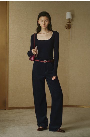 ZZ2FAKZL075 Seamless Wool Round-Neck Tee Deep Navy