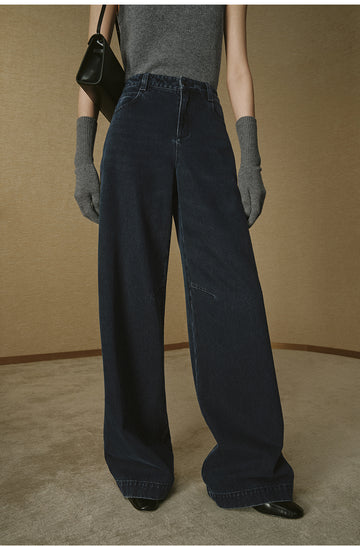Vintage Wide-Leg Denim Jeans - Smoky Blue Grey