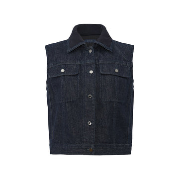 Deep Navy Denim Vest - Deep Navy