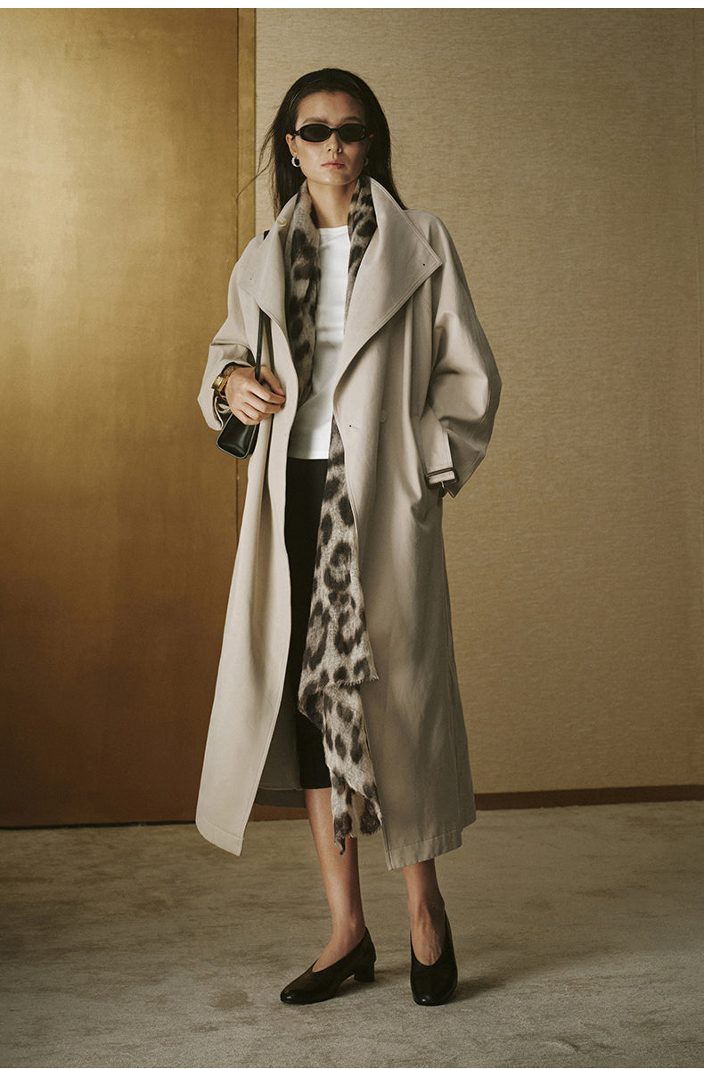 Ultralight Cashmere Shawl - Beige Coffee Leopard