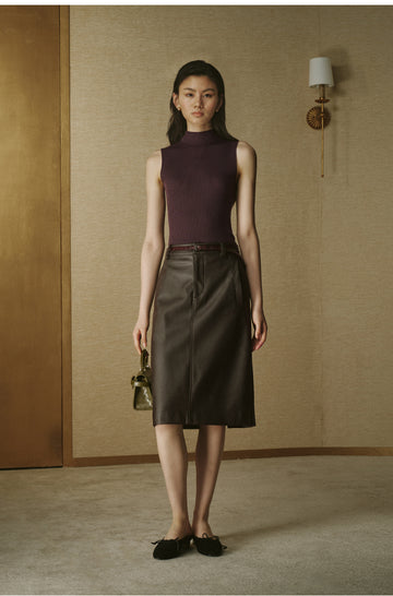 Crocodile-Embossed Leather Belt - Deep Glaze Red