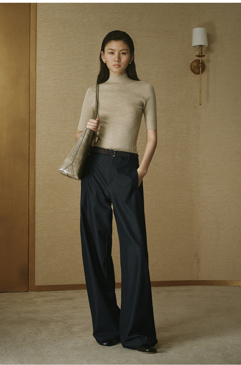 Suede Leather Slim Belt - Tea Coffee