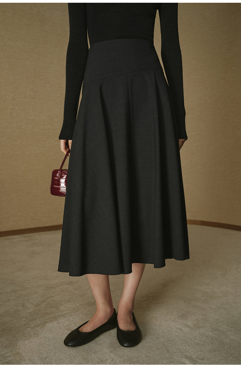 Summer Wool Flare Skirt - Deep Brown
