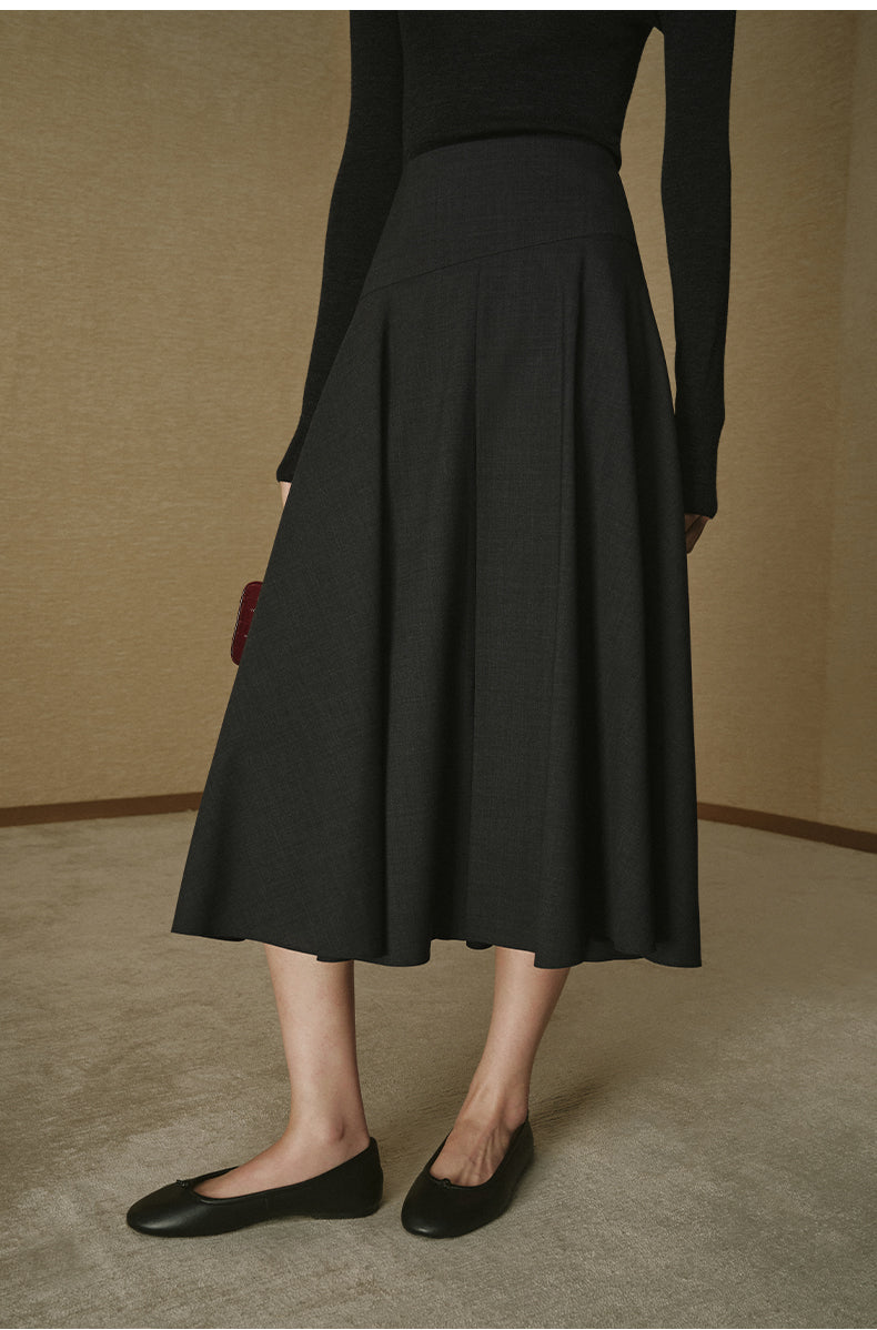 Summer Wool Flare Skirt - Deep Brown