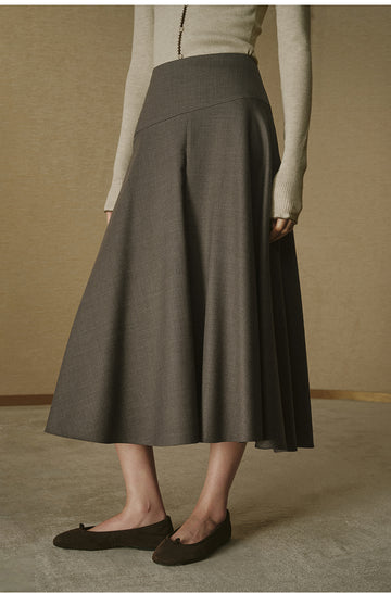 Summer Wool Flare Skirt - Night Grey