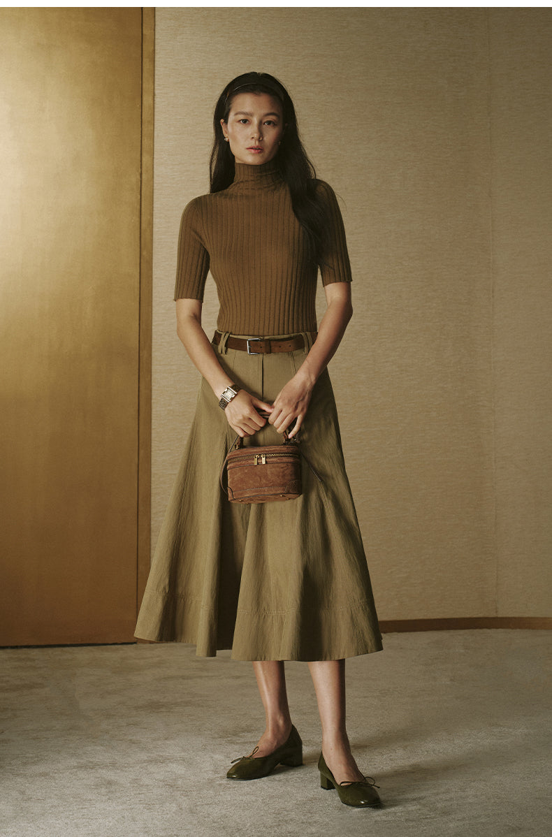 Sculpted A-Line Full Skirt - Drift Khaki