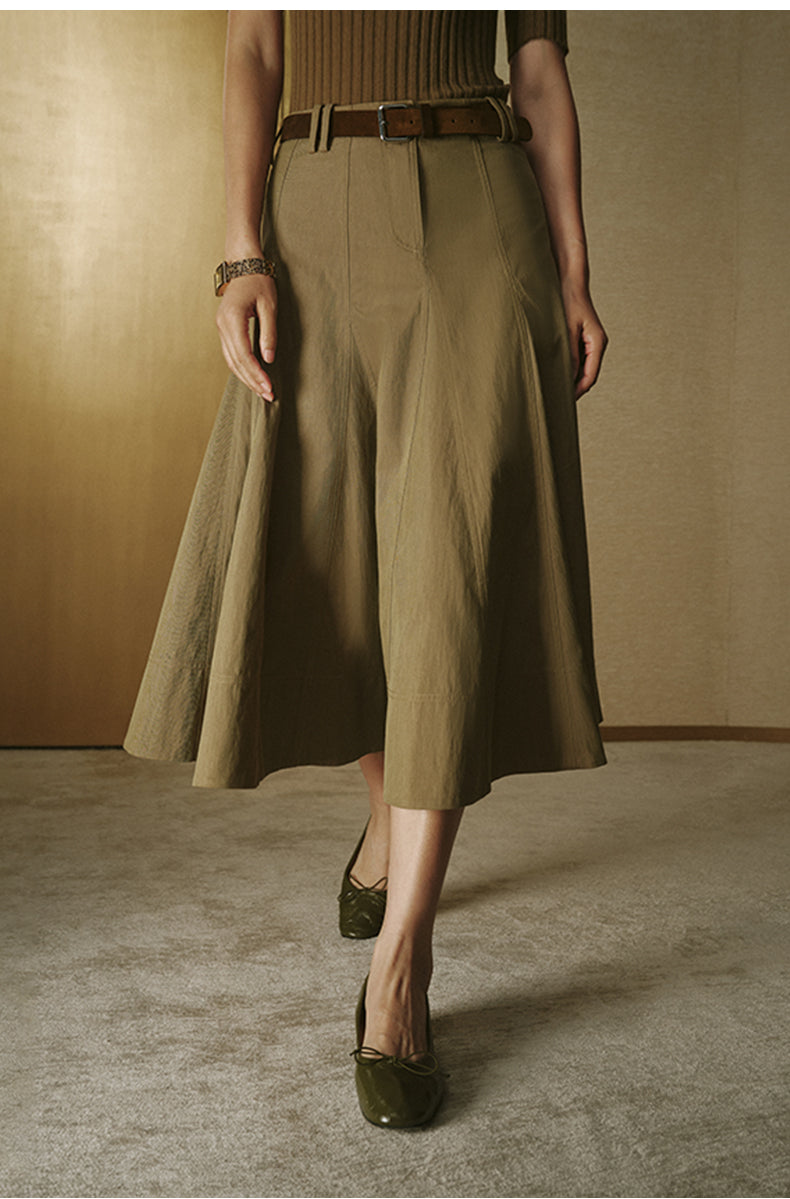 Sculpted A-Line Full Skirt - Drift Khaki