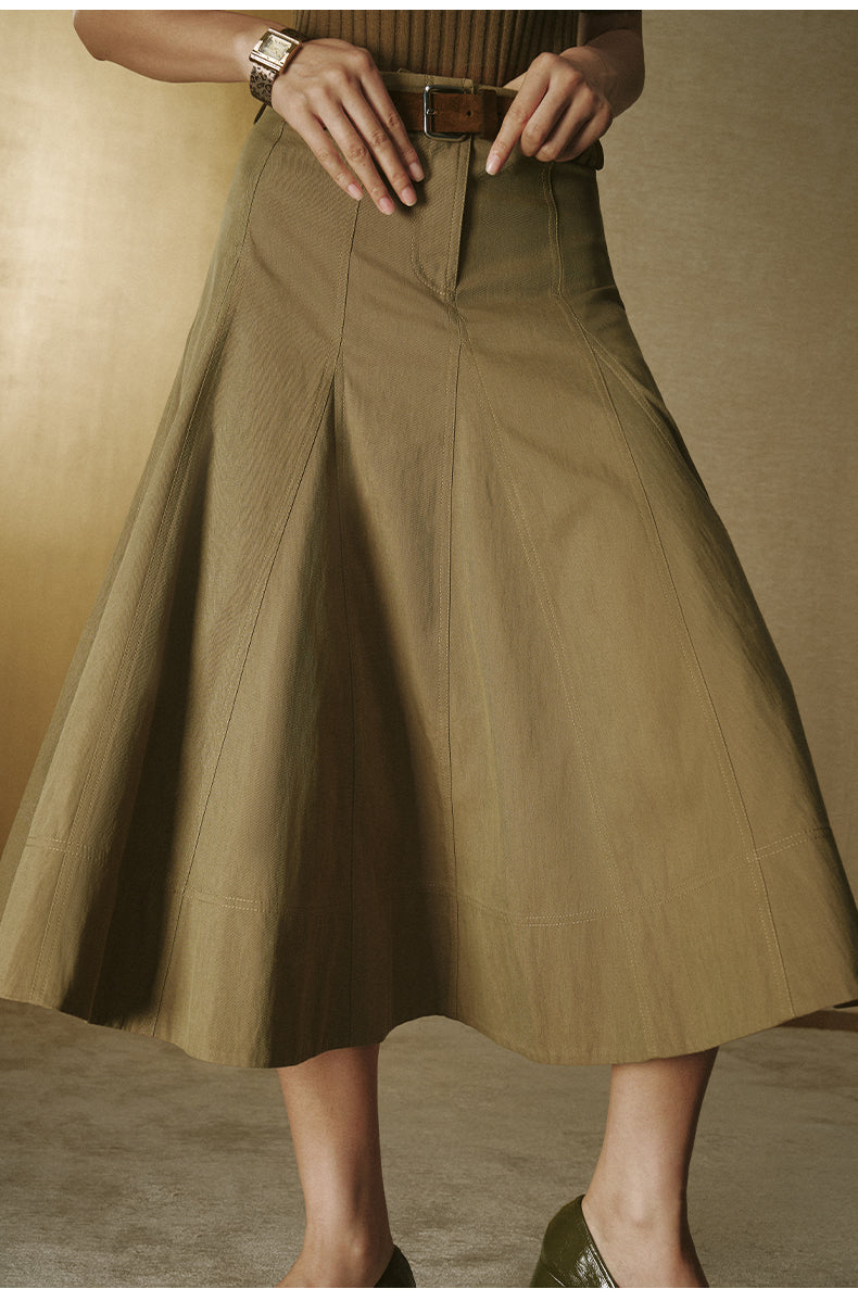 Sculpted A-Line Full Skirt - Drift Khaki